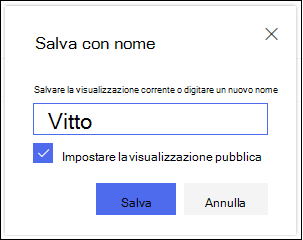 SharePoint Finestra di dialogo Salva visualizzazione visualizzazione elenco online