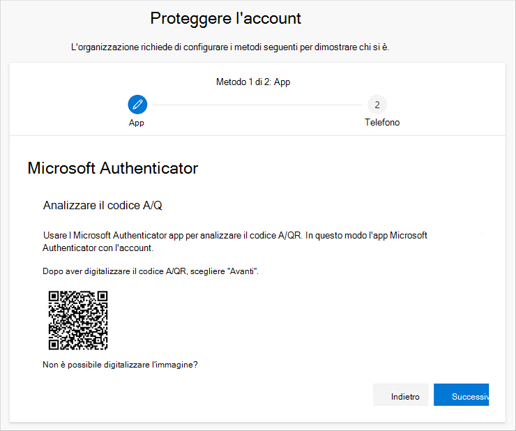 Analizzare il codice A/QR usando l'app Authenticator di ricerca