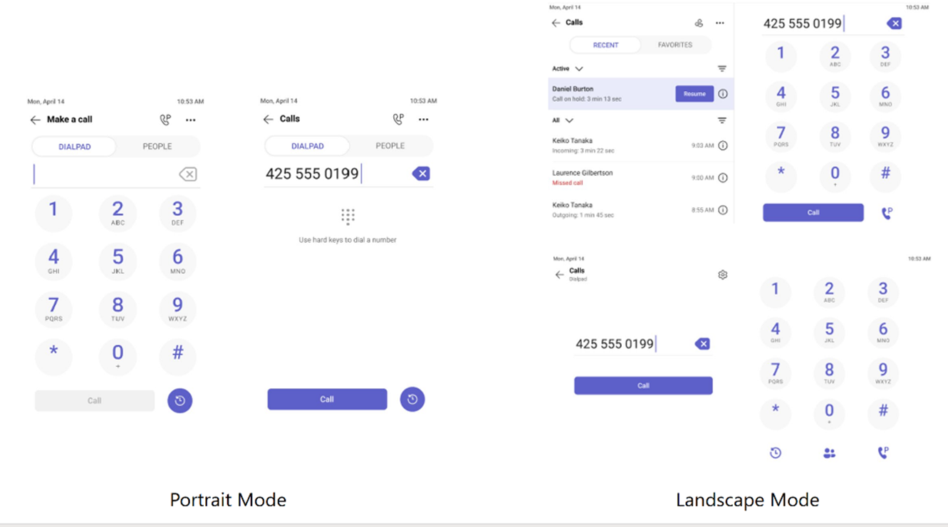 Due screenshot del layout dei pulsanti in verticale e in visualizzazione orizzontale.