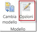 Pulsante delle opzioni di modello in Publisher 2013