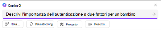 Testo "descrivi l'importanza" per il prompt Descrivi