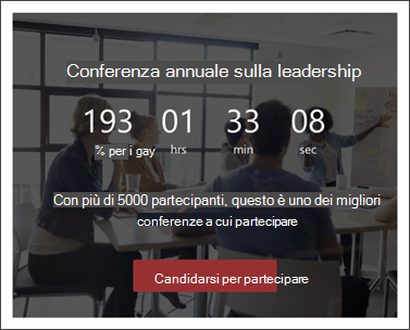 Screenshot della web part timer conto alla rovescia