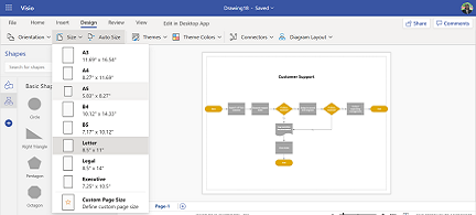 Scegliere le dimensioni di una pagina in Visio