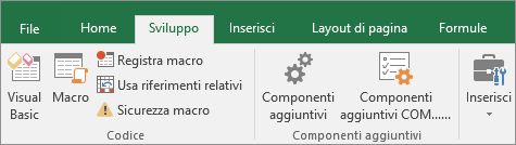 Scheda Sviluppo sulla barra multifunzione