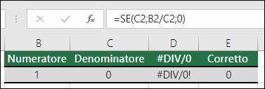 Una funzione di gestione degli errori come SE può essere usata per gestire gli errori