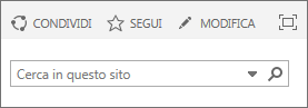 Screenshot che mostra una sezione della barra multifunzione di SharePoint Online con i controlli Condividi, Segui e Modifica, oltre alla casella di ricerca.