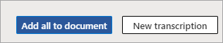Aggiungi tutto al documento o Nuova trascrizione