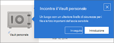 Finestra di dialogo Riunione con il vault personale