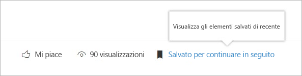 fare clic per visualizzare il riquadro degli elementi salvati di recente
