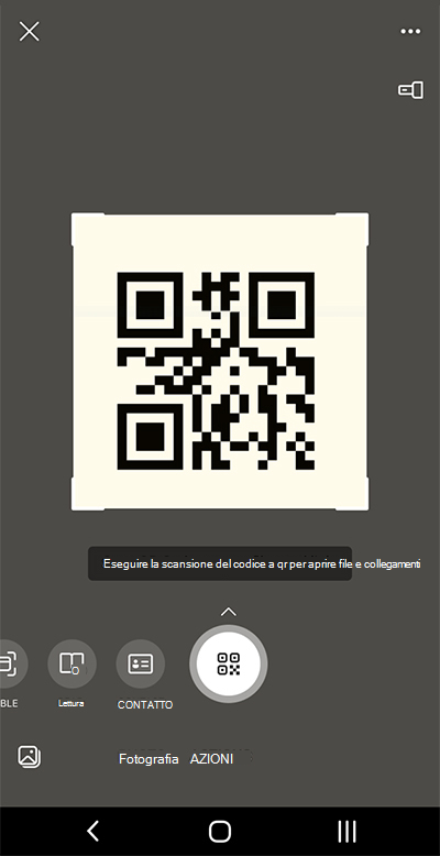Screenshot da Microsoft Lens in un telefono Android