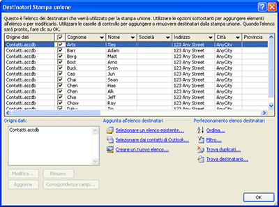 Modifica elenco destinatari