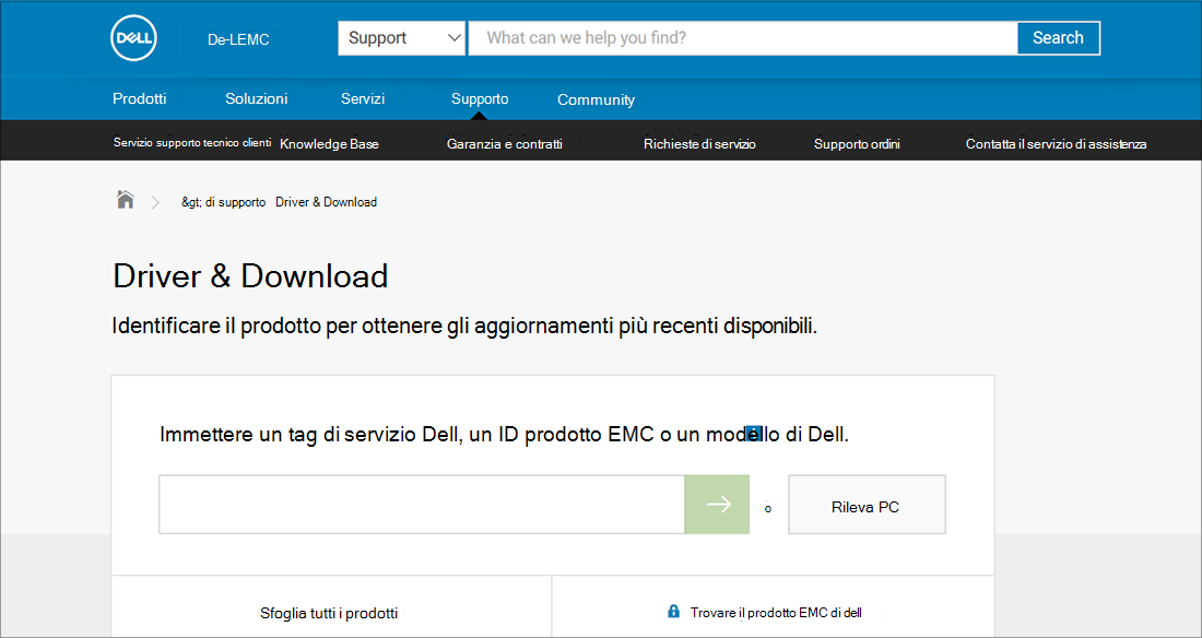 Esempio di driver e download DELL OEM