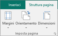Gruppo Imposta pagina nella scheda Struttura pagina