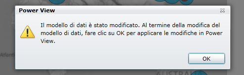 Avviso che indica che il modello di dati è stato modificato