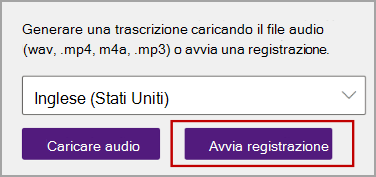 Avvia registrazione