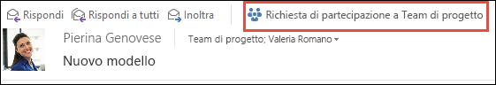 Richiesta di partecipazione a un gruppo da un messaggio di posta elettronica