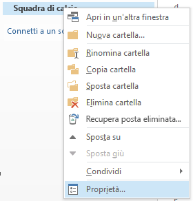 Fare clic con il pulsante destro del mouse sulla nuova cartella e scegliere Proprietà.