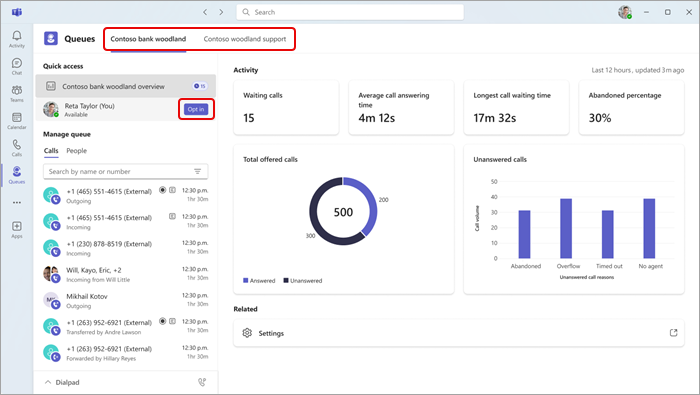 Screenshot che mostra il pulsante Consenso esplicito per la coda selezionata