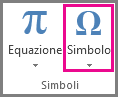 Comando Simbolo nella scheda Inserisci