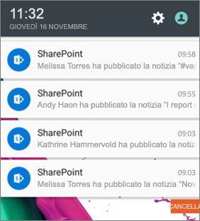 Esempio di notifica di notizie su dispositivo mobile