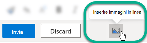 Sotto il corpo del messaggio selezionare il pulsante Inserisci immagini online.