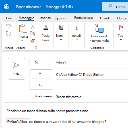 Con menzione in Outlook