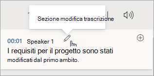 Seleziona Modifica trascrizione