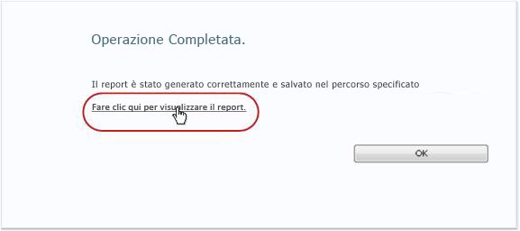 Clic sul collegamento per visualizzare il report