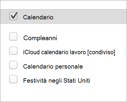 Calendario di iCloud in Outlook 2016 per Mac