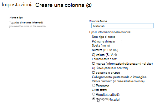 Creare una colonna di elenco