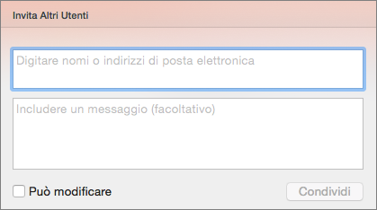 Invito per condivisione in PowerPoint per Mac