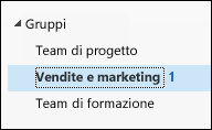 Gruppi nella barra di spostamento sinistra