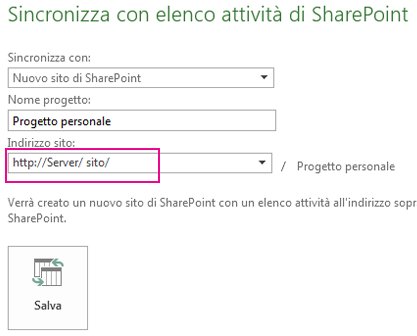 Immagine della sincronizzazione con il nuovo sito di SharePoint