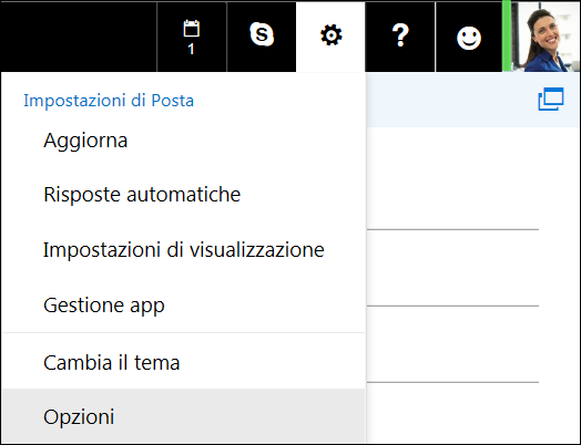 Opzioni delle impostazioni di Outlook sul Web