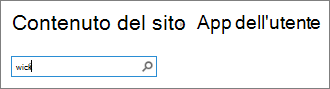 Casella di ricerca dell'app con il wiki digitato