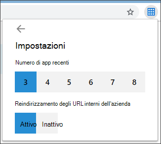  Impostazioni pagina dell'estensione, con le personalizzazioni disponibili