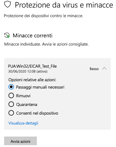 Azioni che è possibile eseguire quando Sicurezza di Windows ha rilevato un'app potenzialmente indesiderata