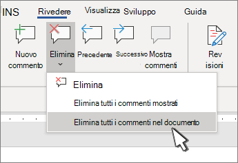 Eliminare tutti i commenti