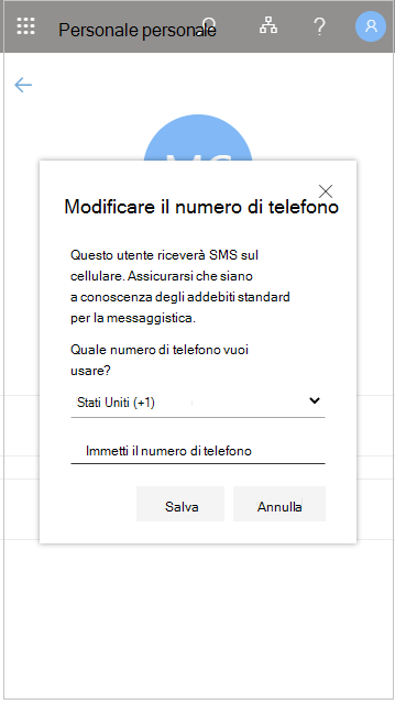 Modificare il numero di telefono di un membro del personale in Personale personale