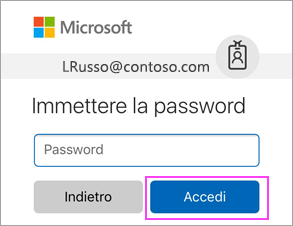 Immettere la password dell'account aziendale o dell'istituto di istruzione di Office 365.