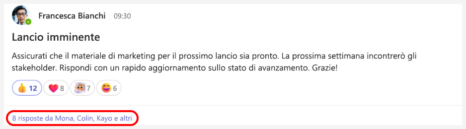 Una casella rossa evidenzia un collegamento sotto un post.