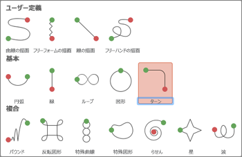 [アニメーション] タブでアニメーションの軌跡を適用する