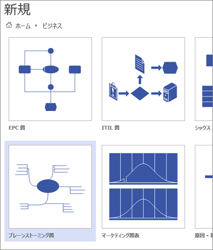 ブレインストーミング ダイアグラム テンプレートを選択する