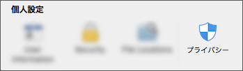 アプリケーションの設定の下にある [プライバシー] アイコン。