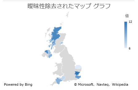 Excel マップ グラフのあいまいなデータ グラフ