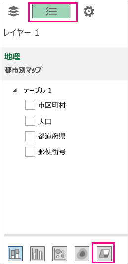 [フィールド リスト] タブの [地域グラフ] アイコン