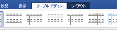 テーブルを管理するための [テーブル デザイン] タブと [レイアウト] タブ