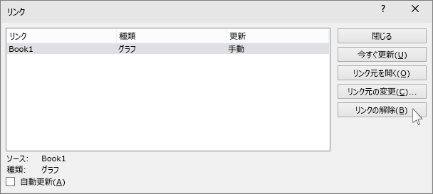 PowerPoint の [リンクの解除] オプション
