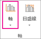 [グラフ] タブの [軸] ボタン