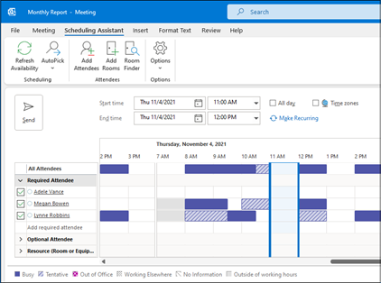 Outlook スケジュール アシスタント